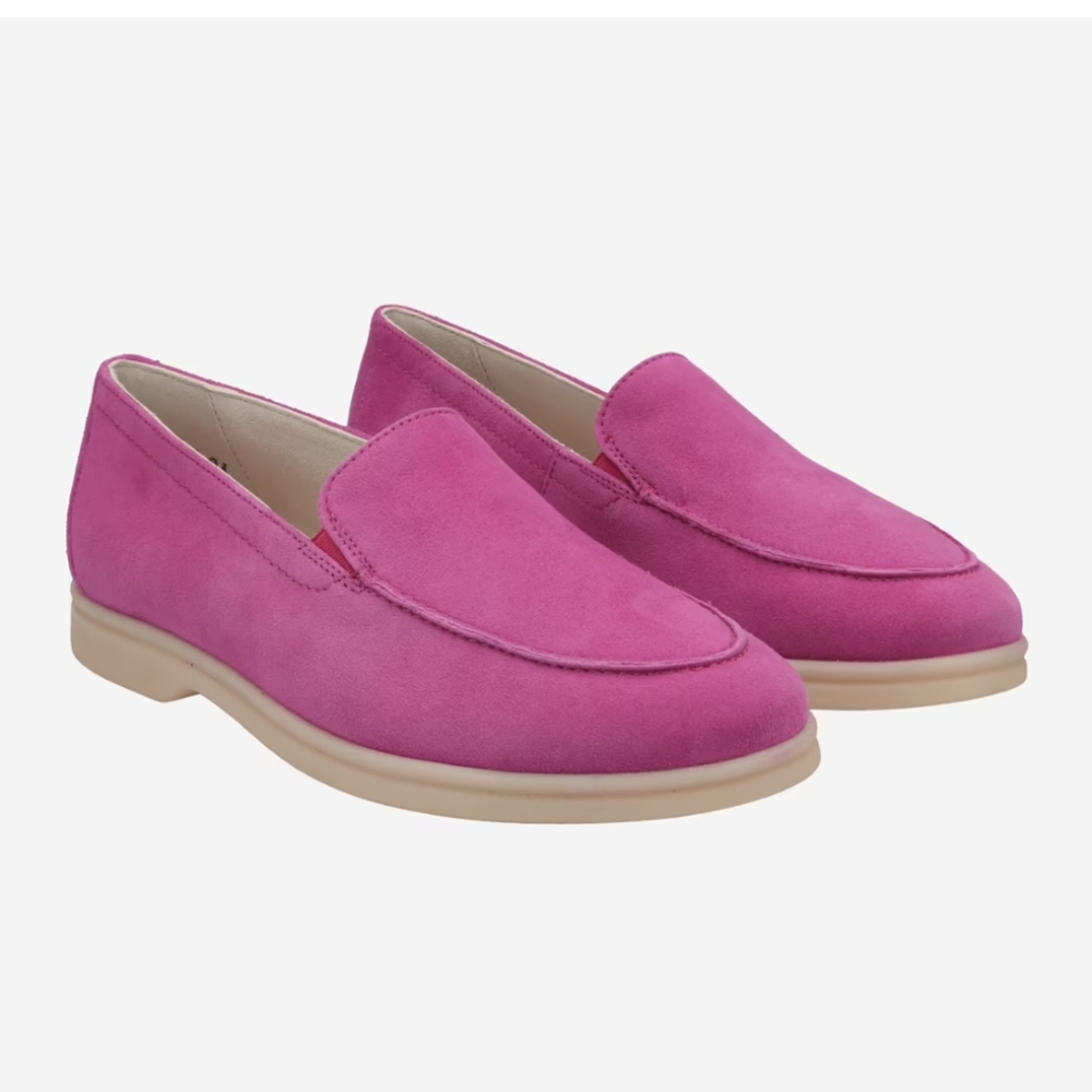 Paul Green Pink Loafers with Soft Suede and Rounded Toe - Picture 1 of 3